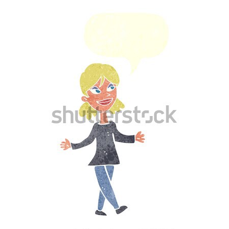 cartoon woman with no worries with speech bubble Stock photo © lineartestpilot