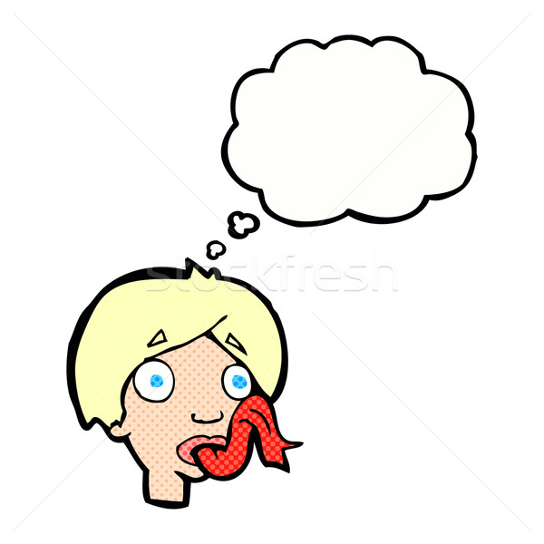 cartoon head sticking out tongue with thought bubble Stock photo © lineartestpilot