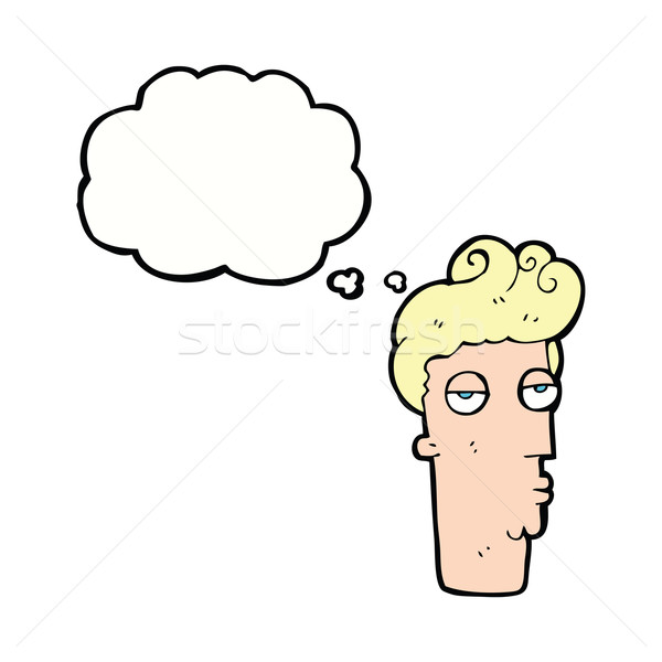 Karikatur gelangweilt Gesicht Gedankenblase Hand Design Stock foto © lineartestpilot