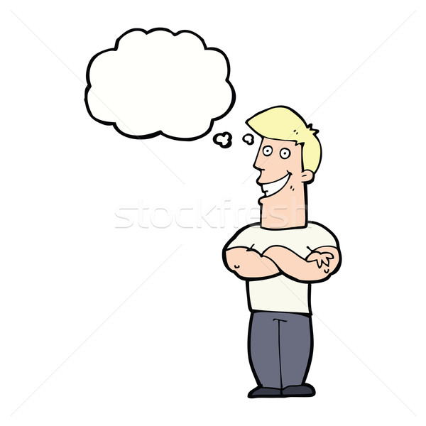 cartoon grinning man with thought bubble Stock photo © lineartestpilot