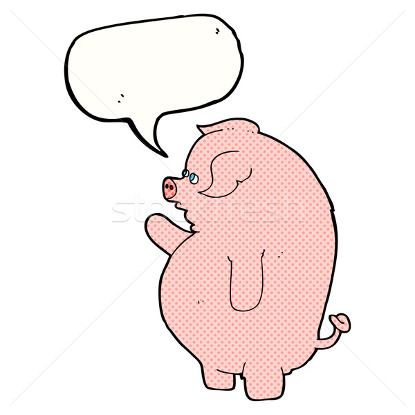 Desen animat grăsime porc bule de vorbire mână proiect Imagine de stoc © lineartestpilot