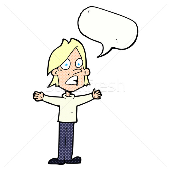 Cartoon испуганный человека речи пузырь стороны дизайна Сток-фото © lineartestpilot