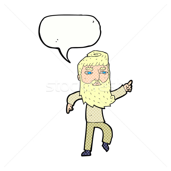 Cartoon barbuto uomo punta modo fumetto Foto d'archivio © lineartestpilot