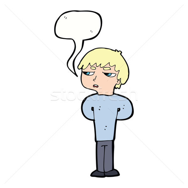 Stock photo: cartoon antisocial boy with speech bubble