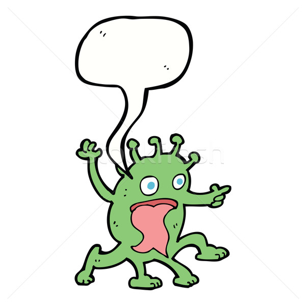 Desenho animado estranho pequeno alienígena balão de fala mão Foto stock © lineartestpilot