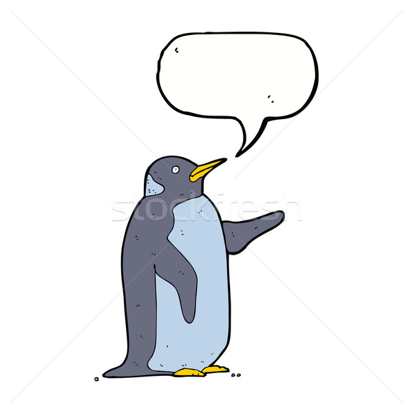 Cartoon пингвин речи пузырь стороны дизайна Crazy Сток-фото © lineartestpilot