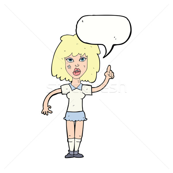 cartoon tough woman with idea with speech bubble Stock photo © lineartestpilot