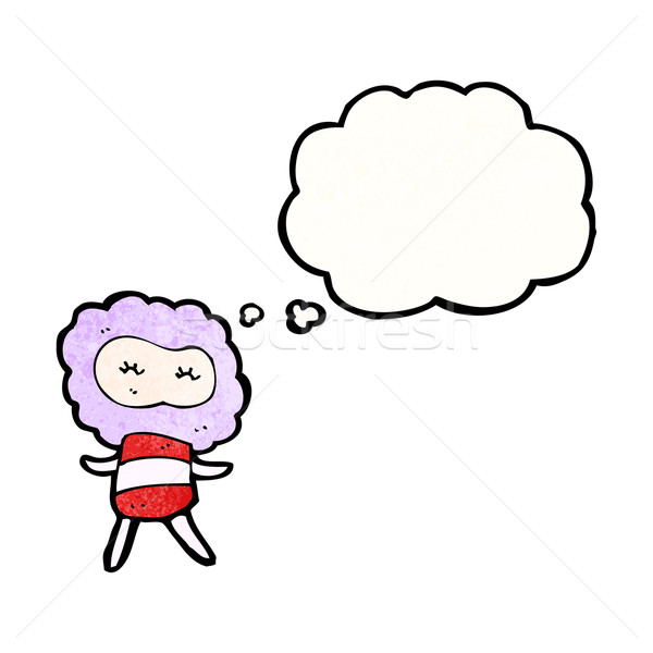 Foto stock: Cartoon · pequeño · nube · cabeza · criatura · retro