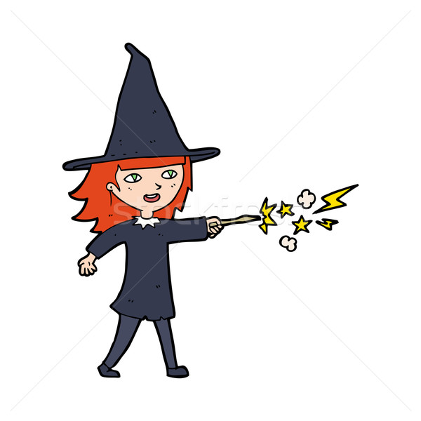cartoon witch girl casting spell Stock photo © lineartestpilot