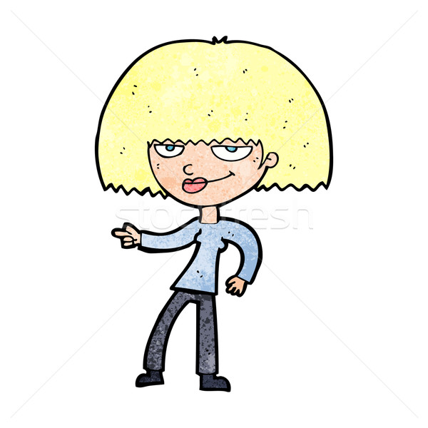 cartoon happy woman pointing Stock photo © lineartestpilot
