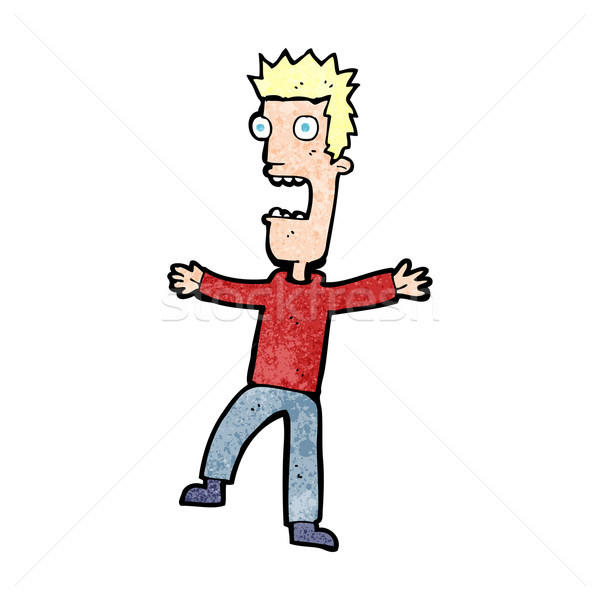 Cartoon испуганный человека стороны дизайна Crazy Сток-фото © lineartestpilot