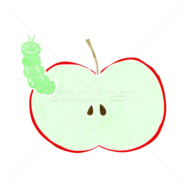 Desen animat bug mananca măr proiect fruct Imagine de stoc © lineartestpilot