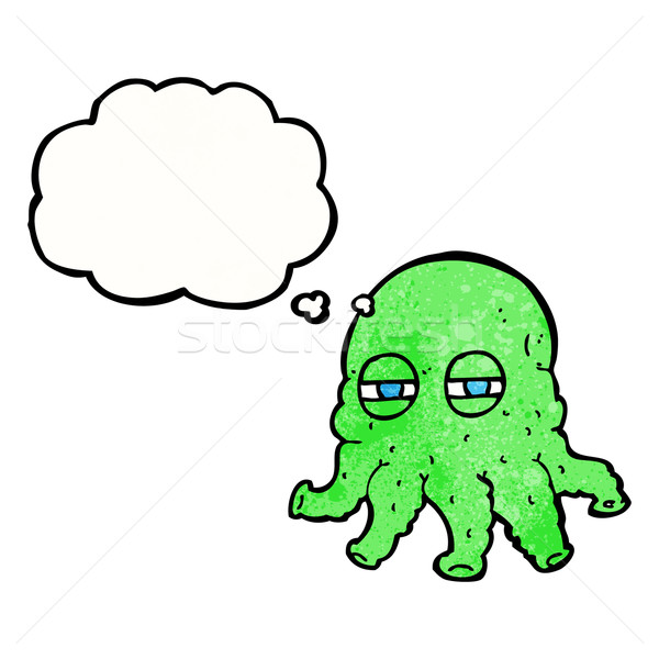 Stock photo: cartoon alien face with thought bubble