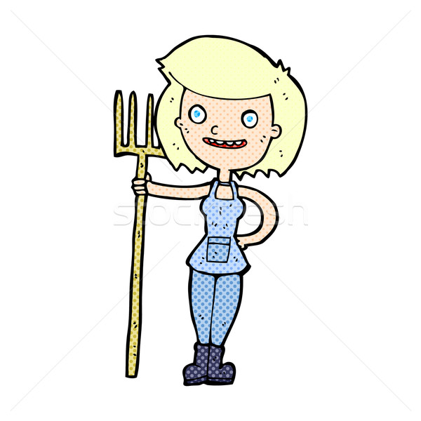 comic cartoon happy farmer girl Stock photo © lineartestpilot