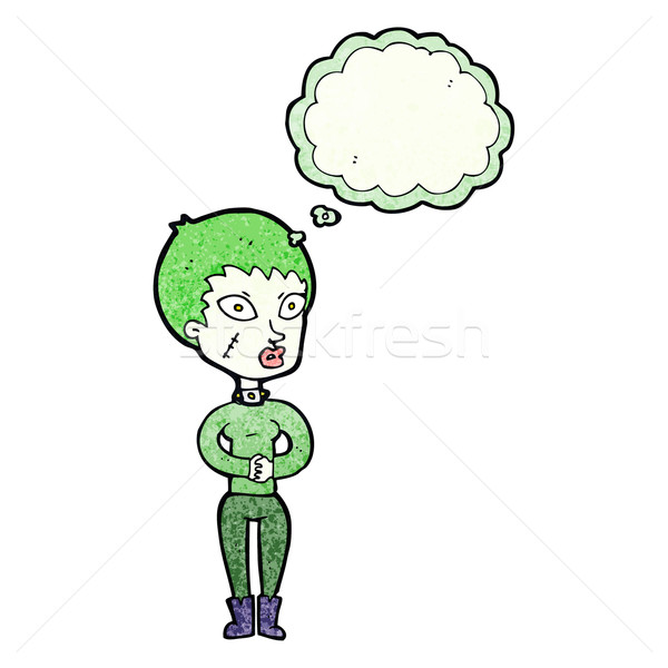 Cartoon zombie meisje tekstballon vrouw hand Stockfoto © lineartestpilot