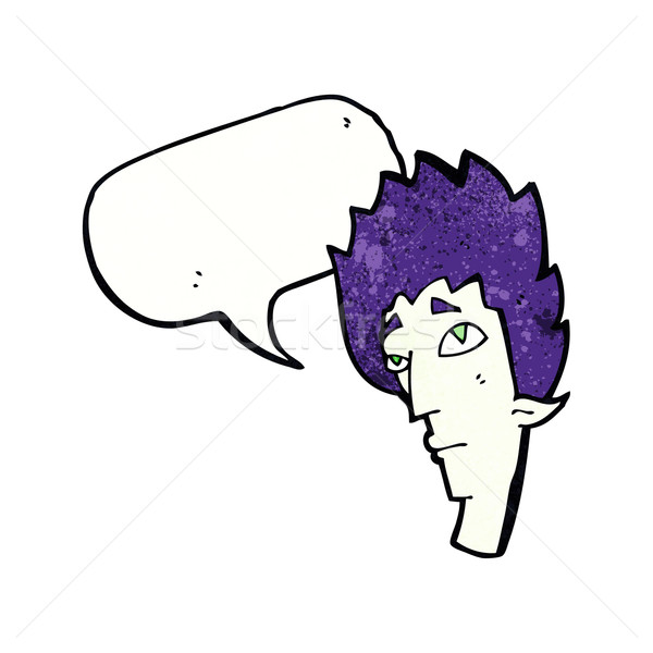 Desen animat vampir cap bule de vorbire mână proiect Imagine de stoc © lineartestpilot