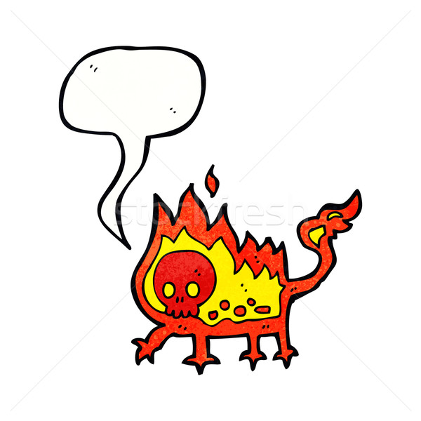 Cartoon mały ognia demon dymka strony Zdjęcia stock © lineartestpilot