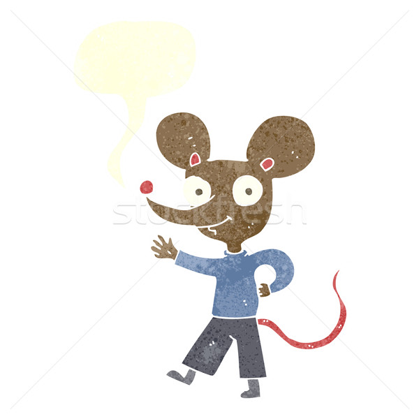 Karikatür fare konuşma balonu el dizayn Stok fotoğraf © lineartestpilot