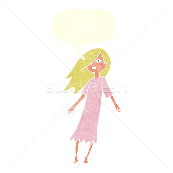 Desenho animado fantasma como menina balão de fala mulher Foto stock © lineartestpilot