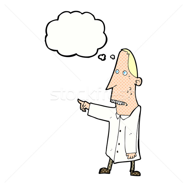 Cartoon brzydkie człowiek wskazując bubble myśl strony Zdjęcia stock © lineartestpilot