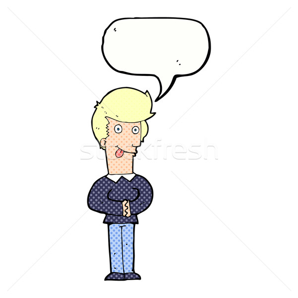 cartoon man sticking out tongue with speech bubble Stock photo © lineartestpilot