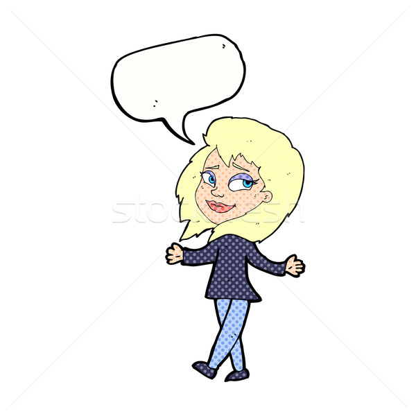 stress free woman cartoon with speech bubble Stock photo © lineartestpilot