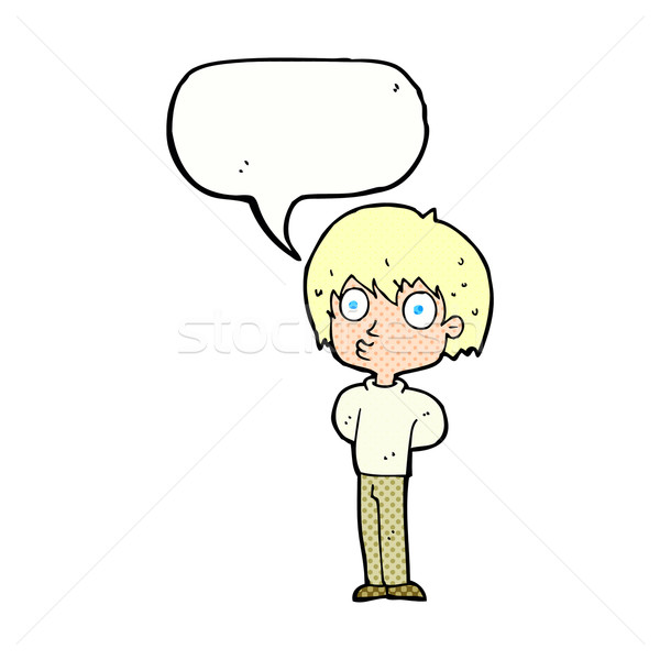 cartoon impressed boy with speech bubble Stock photo © lineartestpilot