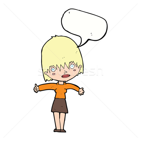 Cartoon curieux femme bulle main design Photo stock © lineartestpilot