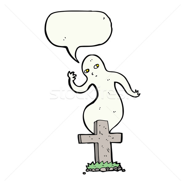 Cartoon Ghost серьезную речи пузырь стороны Сток-фото © lineartestpilot