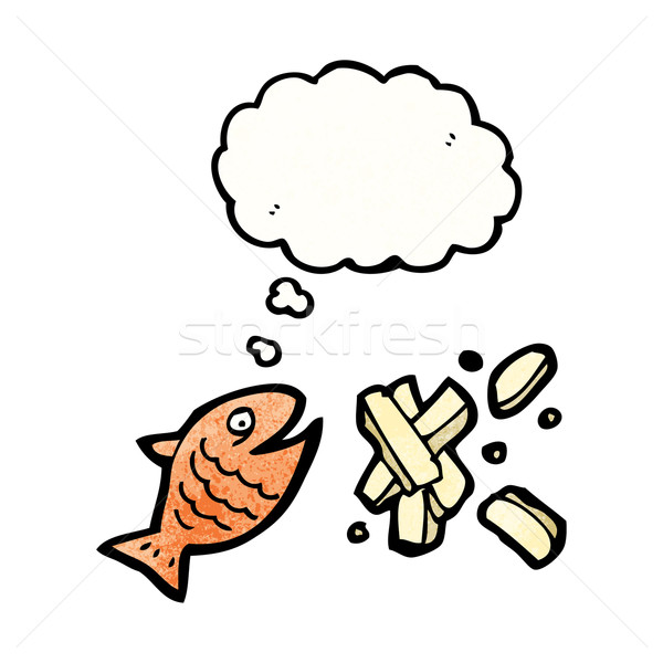 рыбы чипов Cartoon ретро мышления рисунок Сток-фото © lineartestpilot