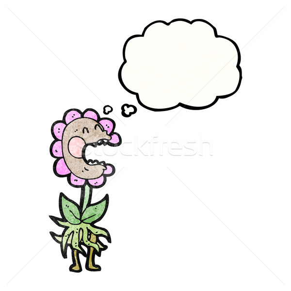 Cartoon плотоядный цветок ретро текстуры изолированный Сток-фото © lineartestpilot