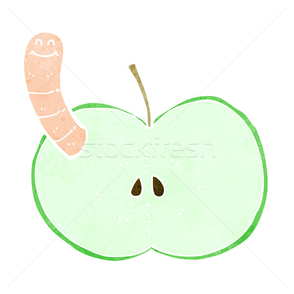 Desen animat măr vierme proiect fruct artă Imagine de stoc © lineartestpilot