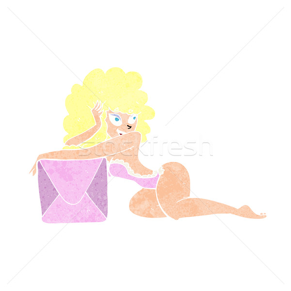 cartoon pin up woman with box Stock photo © lineartestpilot