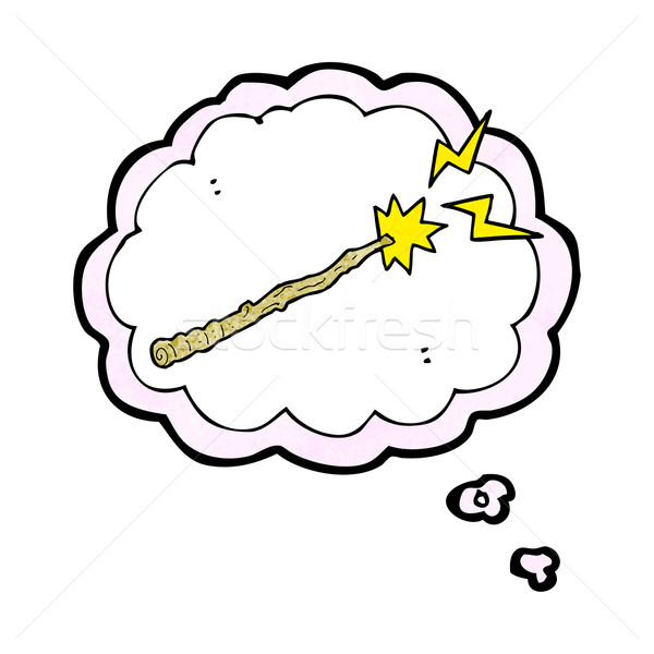 cartoon magic wand with thought bubble Stock photo © lineartestpilot