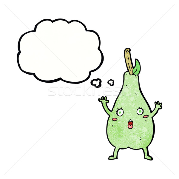 cartoon frightened pear with thought bubble Stock photo © lineartestpilot