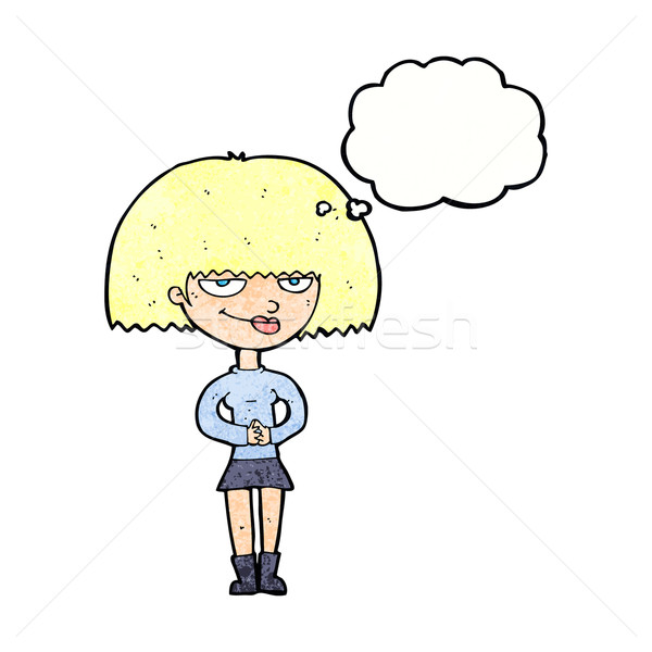 cartoon sly woman with thought bubble Stock photo © lineartestpilot