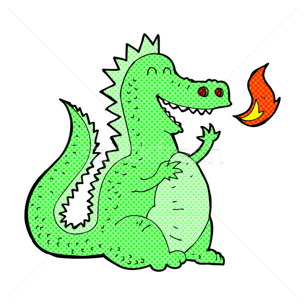 comic cartoon fire breathing dragon Stock photo © lineartestpilot