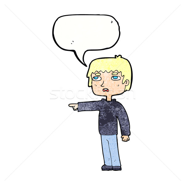 Karikatur Junge Hinweis Sprechblase Hand Mann Stock foto © lineartestpilot