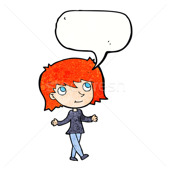 cartoon girl with no worries with speech bubble Stock photo © lineartestpilot