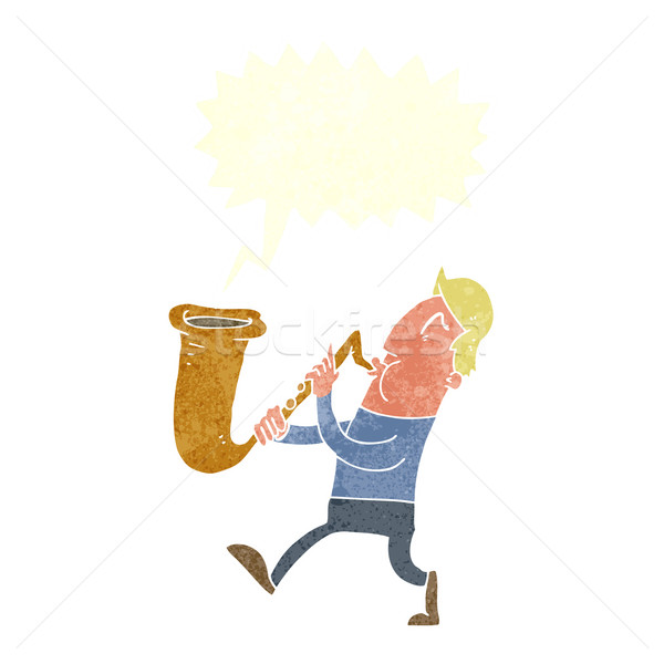 Cartoon человека саксофон речи пузырь стороны Сток-фото © lineartestpilot