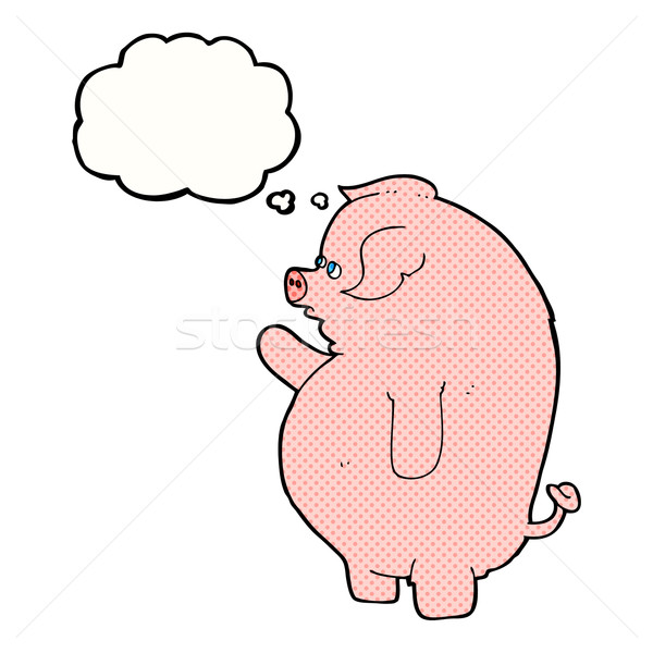 cartoon fat pig with thought bubble Stock photo © lineartestpilot