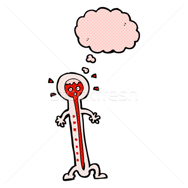 Cartoon chaud thermomètre bulle de pensée main design [[stock_photo]] © lineartestpilot