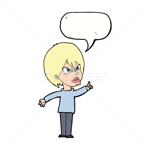 Stock photo: cartoon woman arguing with speech bubble