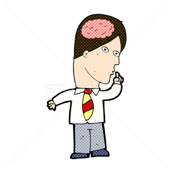 Cômico desenho animado empresário enorme cérebro retro Foto stock © lineartestpilot