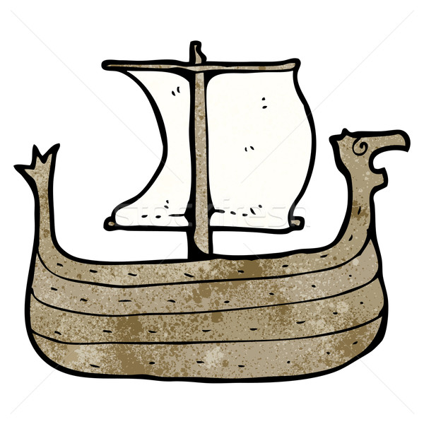 Cartoon viking navire bateau rétro dessin [[stock_photo]] © lineartestpilot