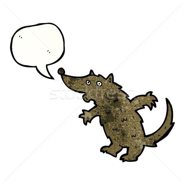 Cartoon loup rétro fou cute illustration [[stock_photo]] © lineartestpilot