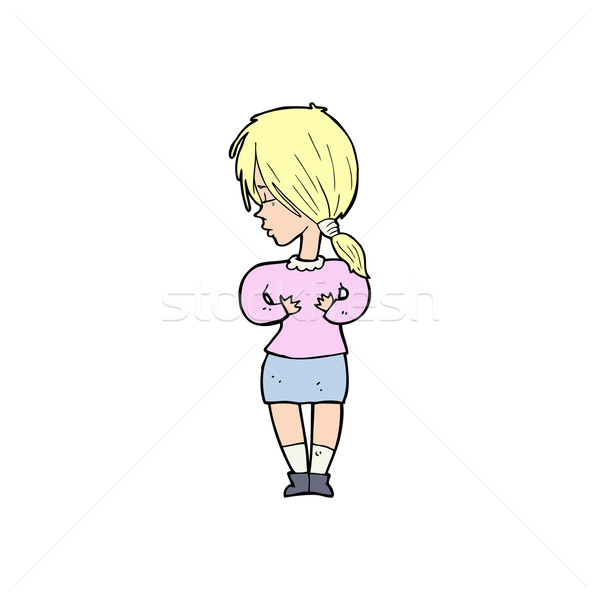 cartoon shy woman Stock photo © lineartestpilot