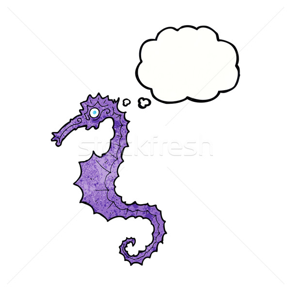 Stock photo: cartoon sea horse with thought bubble
