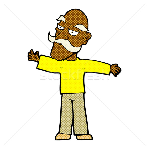 comic cartoon old man spreading arms wide Stock photo © lineartestpilot