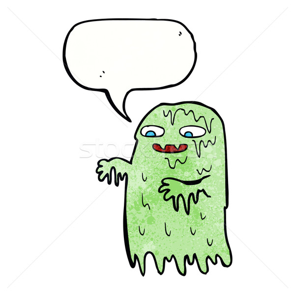 cartoon gross slime ghost with speech bubble Stock photo © lineartestpilot